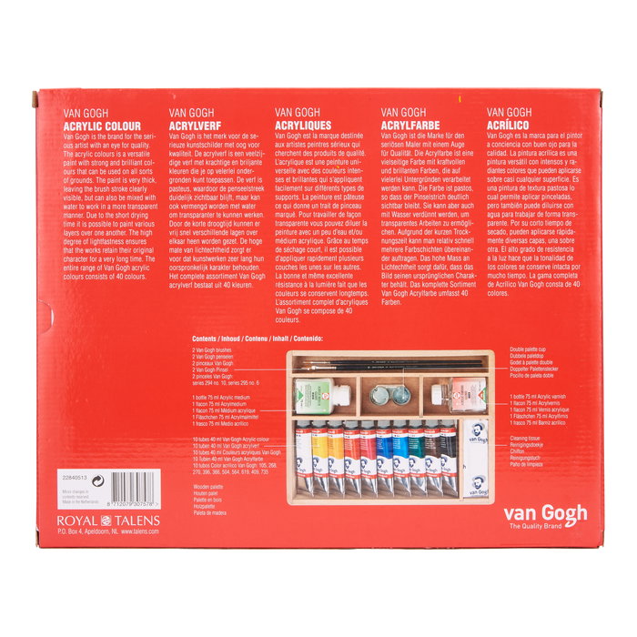 Talens Set de Pintura Acrílica Van Gogh con 10 Tubos de 40 mL y Accesorios en Caja de Madera Talens Set de Pintura Acrílica Van Gogh con 10 Tubos de 40 mL y Accesorios en Caja de Madera